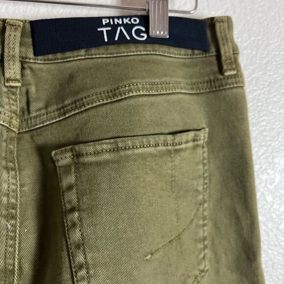 Pinko Green High Rise Gem Embellished Straight Leg Jeans Size 29 - Picture 6 of 11